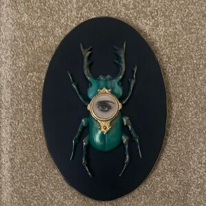 Teal Beetle Wall Decor with Eye Accent